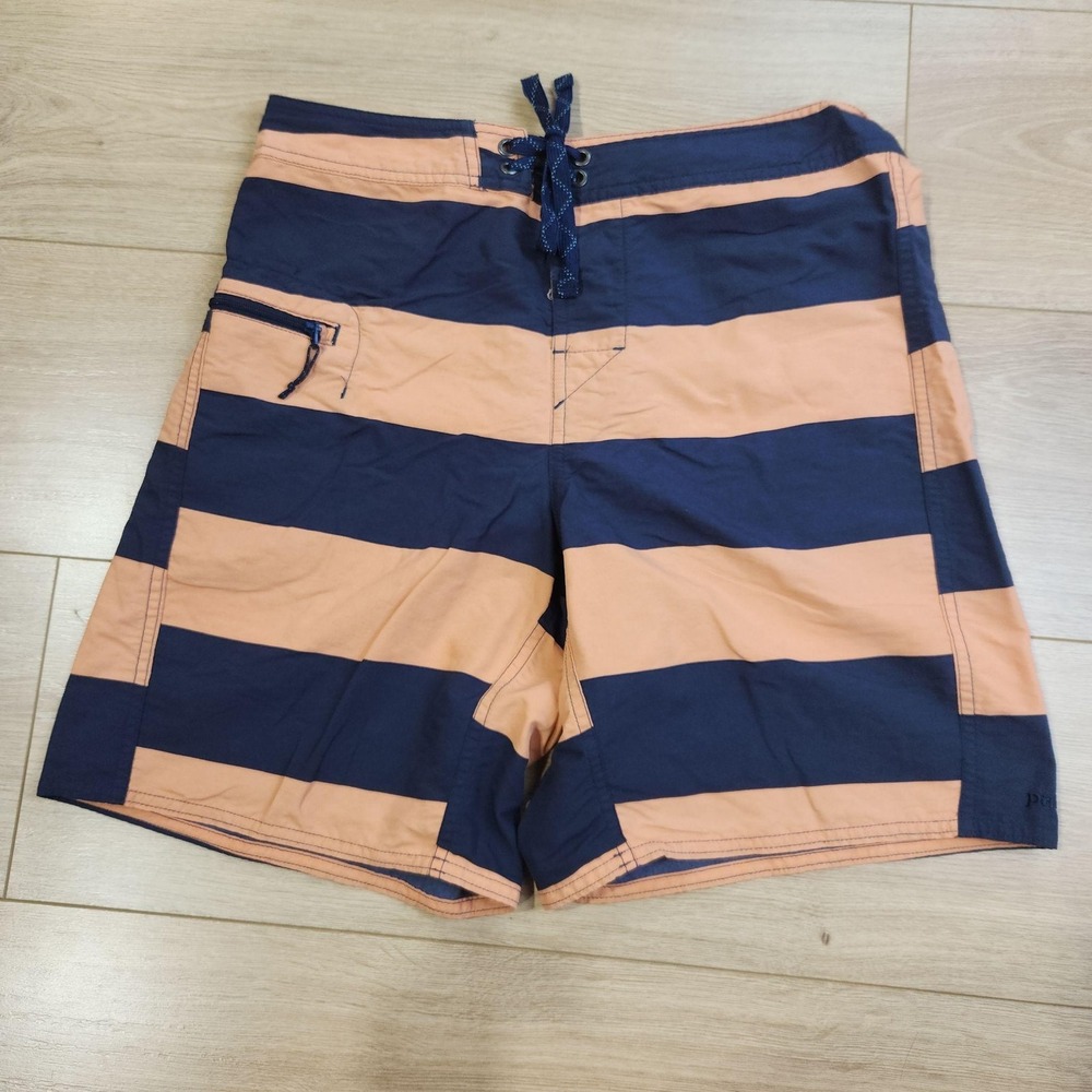 Patagonia Minimalist Wavefarer Board Shorts Mens 30 Blue Orange Striped Surf